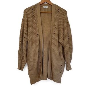 Women’s Camel Tan Chunky Knit Grandmacore Open Front Oversized Cardigan Size S/M